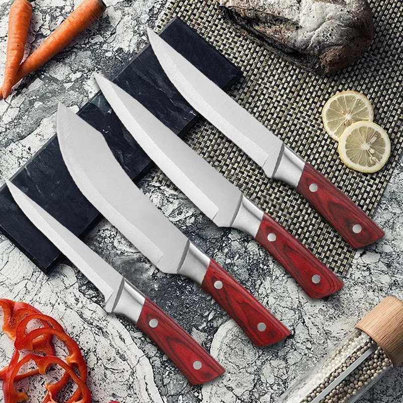 

4pcs Chef Knife Set Stainless Steel Slaughterhouse Boning Knife Butcher Knife Sharp Meat Cleaver Slicing Knife