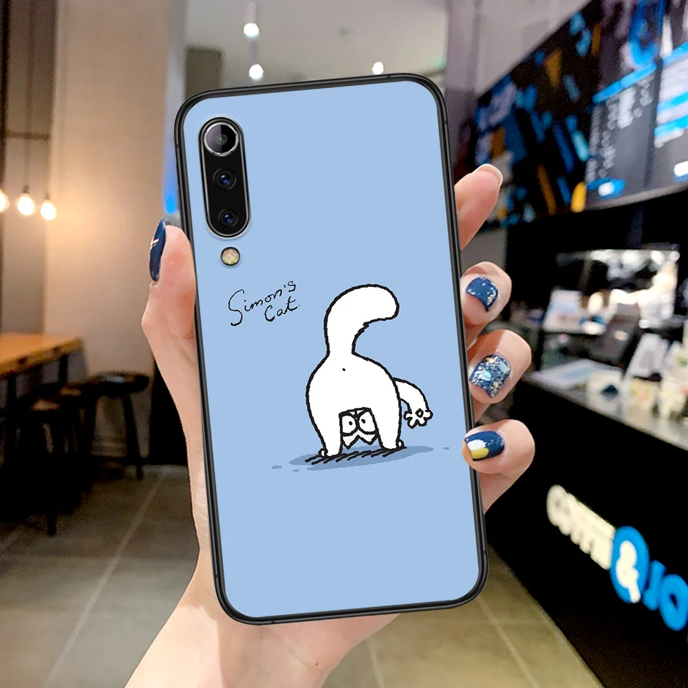 

Cute Simons Cat Phone Case For Xiaomi Mi Note 10 A3 9 MAX 3 A2 8 9 Lite Pro Ultra black Etui Tpu Prime Trend Coque Soft Shell