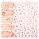 1 шт. 3D наклейки для ногтей с золотым переливающимся эффектом и серебряным переливающимся эффектом узор в виде снежинок DIY декоративные переводки для дизайна ногтей