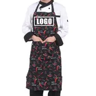 Кухонный Фартук для мужчин, регулируемая полоса с логотипом, длина средней длины, для шеф-повара, отеля, ресторана, официанта, с двумя карманами, дизайн с логотипом