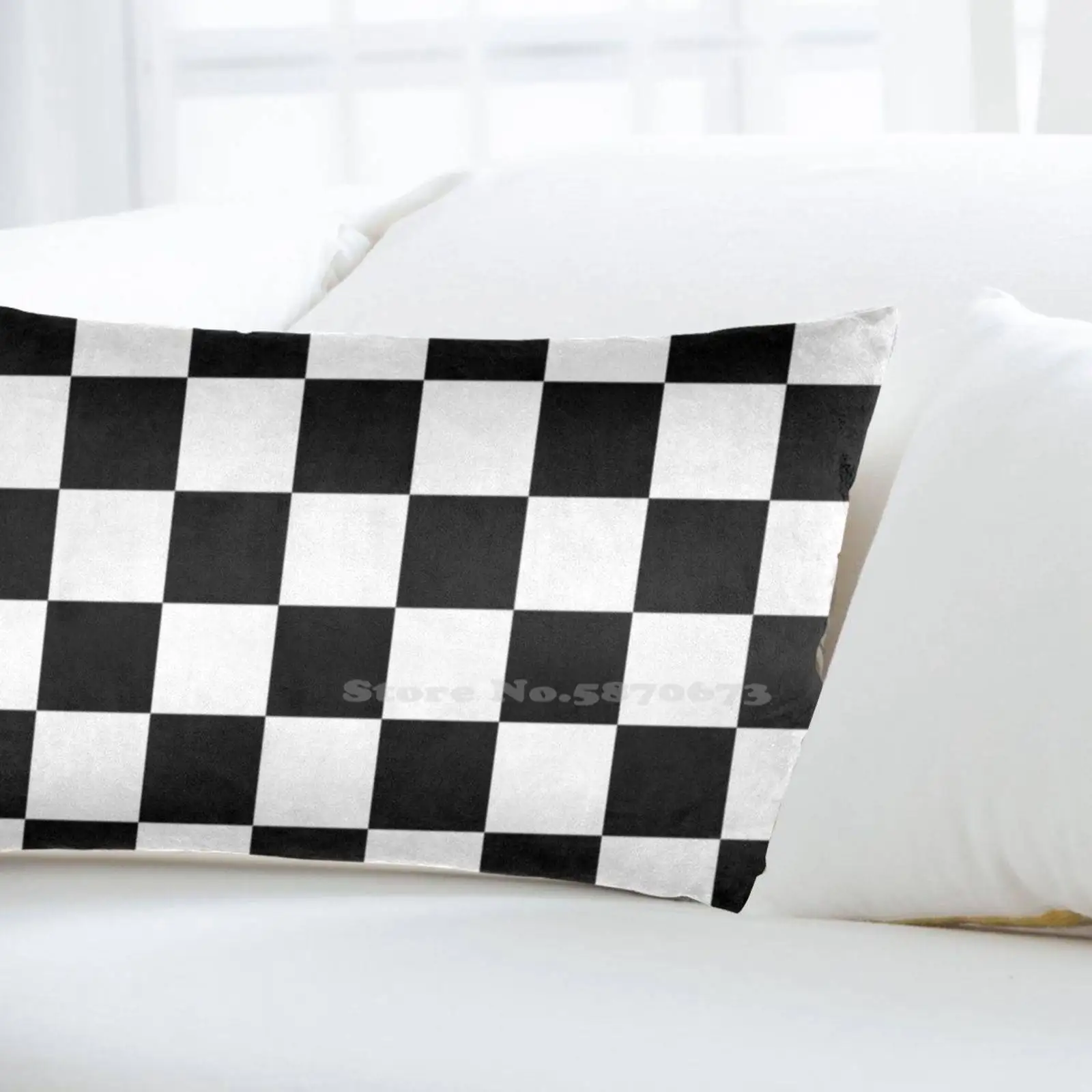 Checkered Flag Chequered Motor Sport Checkerboard Pattern Win Winner Racing Cars Race Black Bedding Pillow Cases Cover |