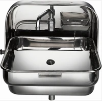 rv stainless steel hand wash basin folding sink integrated faucet boat yachts van camper trailer caravan accessories 370390375