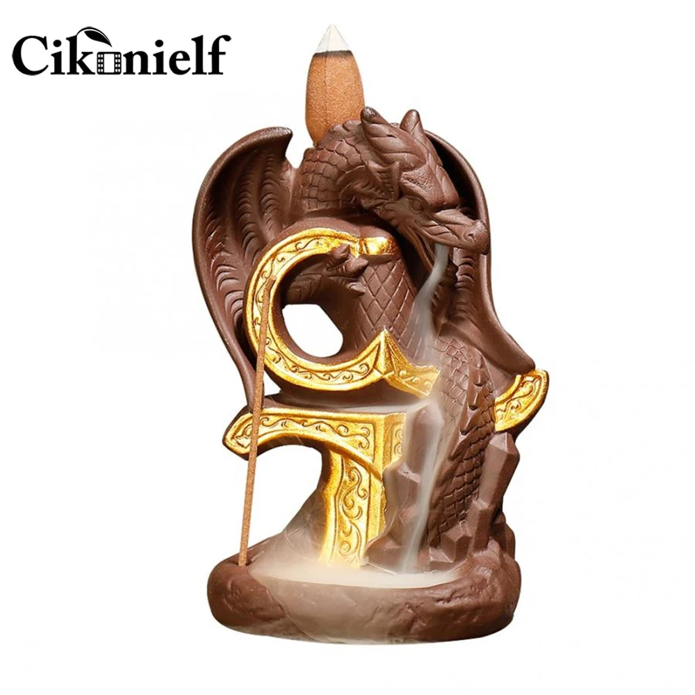 Cikonielf Бог Дракон фиолетовый песок Лотос Тип обратного потока благовония горелка