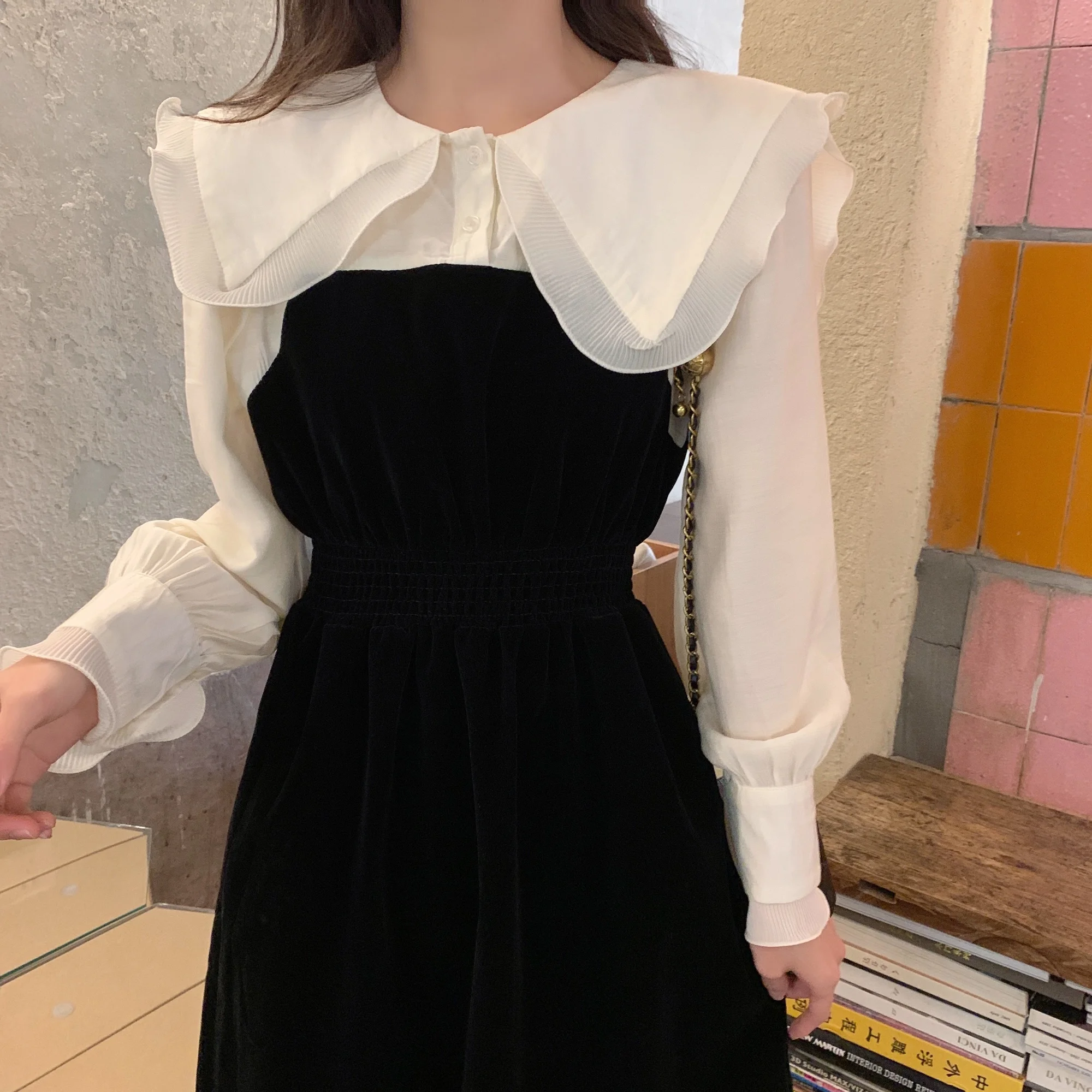 

Осенне-зимнее бархатное платье из двух предметов, новинка 2021, французская маленькая темпераментная длинная юбка