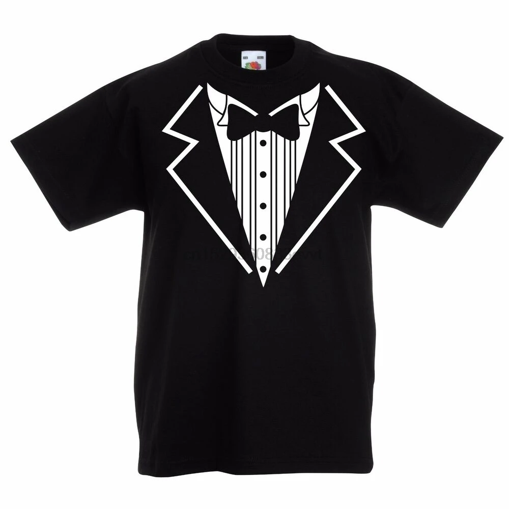 Футболка для смокинга необычное платье Забавная детская футболка мальчиков и