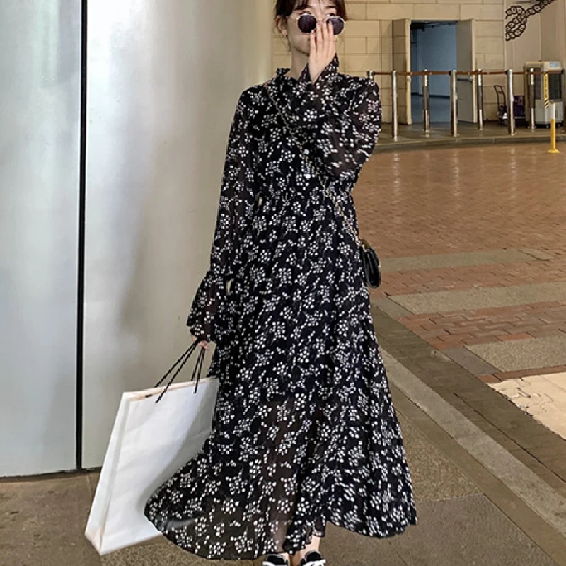 

Сезон: весна-лето 2021 элегантные винтажные корейские Повседневные Вечерние ночного отдыха взлетно-посадочной полосы Vestidos с длинными рукава...