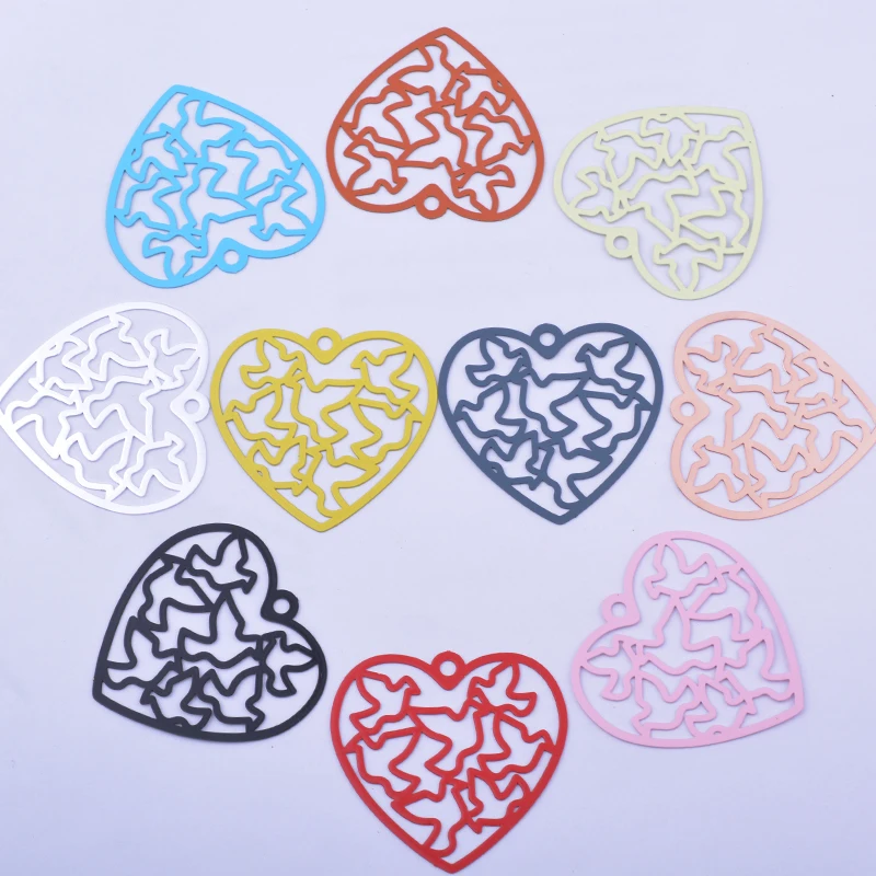 

30pcs Ab2085 39*37mm Brass Painted Heart Charms Rose gold Color Pendant