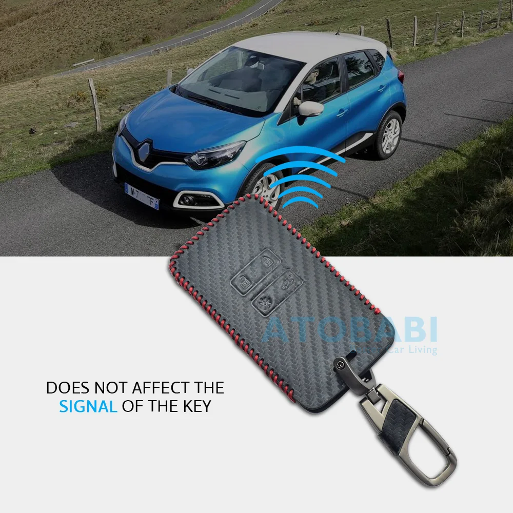 Карбоновый кожаный чехол для ключей для автомобиля Renault Koleos kadjar Megane 4 кнопки умный пульт дистанционного управления брелок крышка брелок защитная сумка
