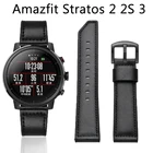 Ремешок для смарт-часов Xiaomi Huami Amazfit Stratos 2 2s 3, кожаный браслет для Gear S3Ticwatchgalaxy watch 46 мм, 22 мм