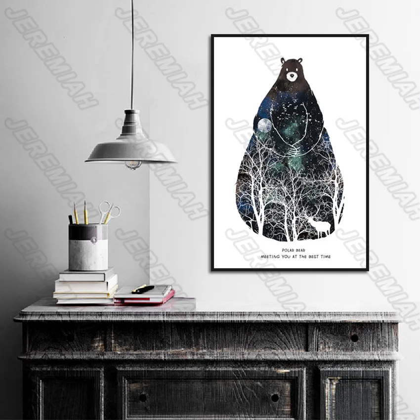 

Bear Hand-Painted Creative Animal Poster Nordic Style Wall Art Canvas Print Painting Modern Home Decoration
