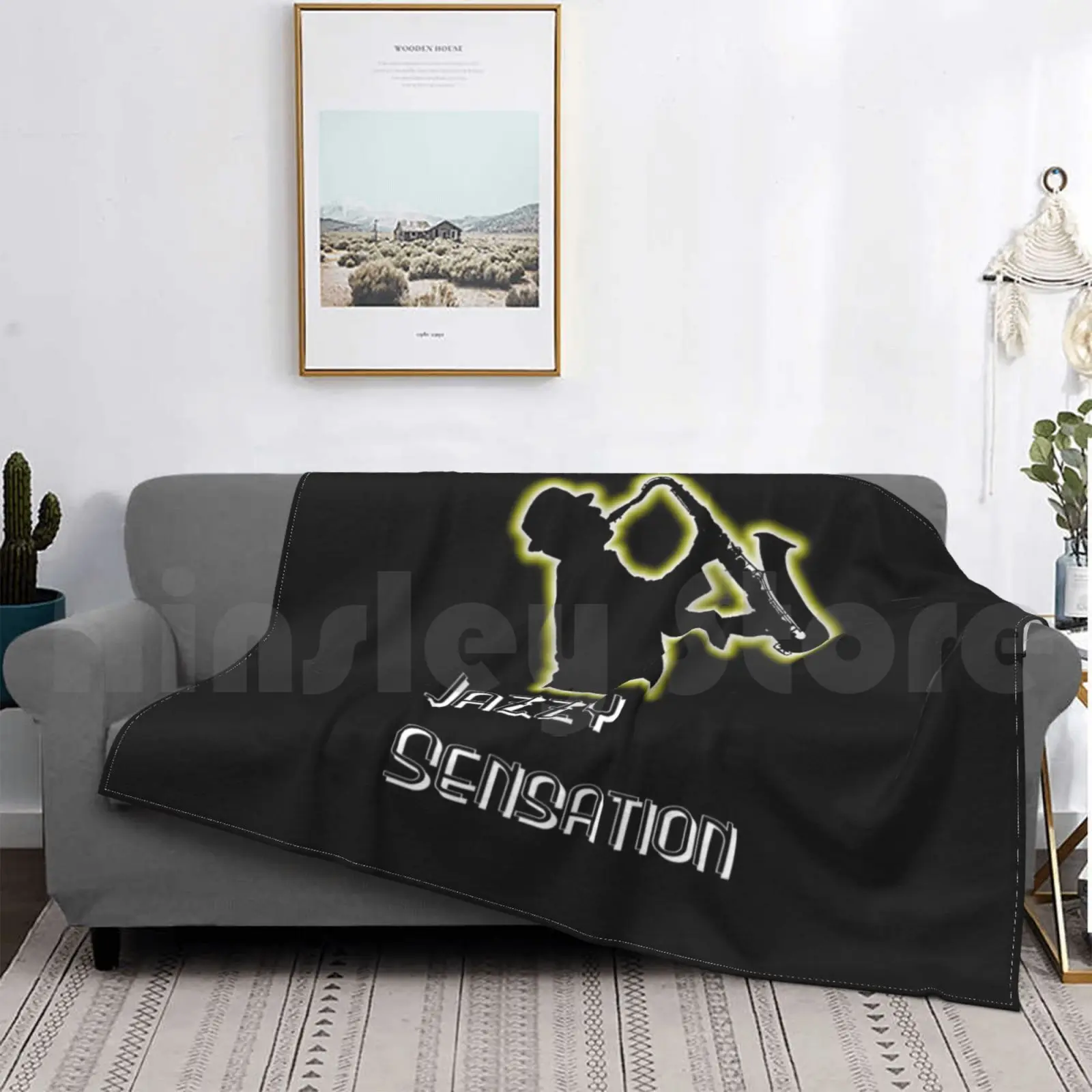 Одеяло Jazzy Sensation 1250 джаз музыка Сакс-рог художник | Дом и сад