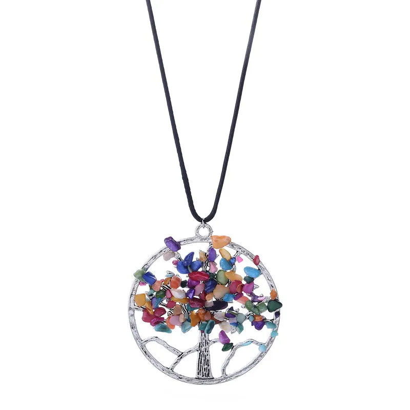 

Good Quality Delicate Pendant Jewelry Gravel Tree of Life Bohemian Necklaces for Women Beautiful Unisex Necklace Drop Shipping