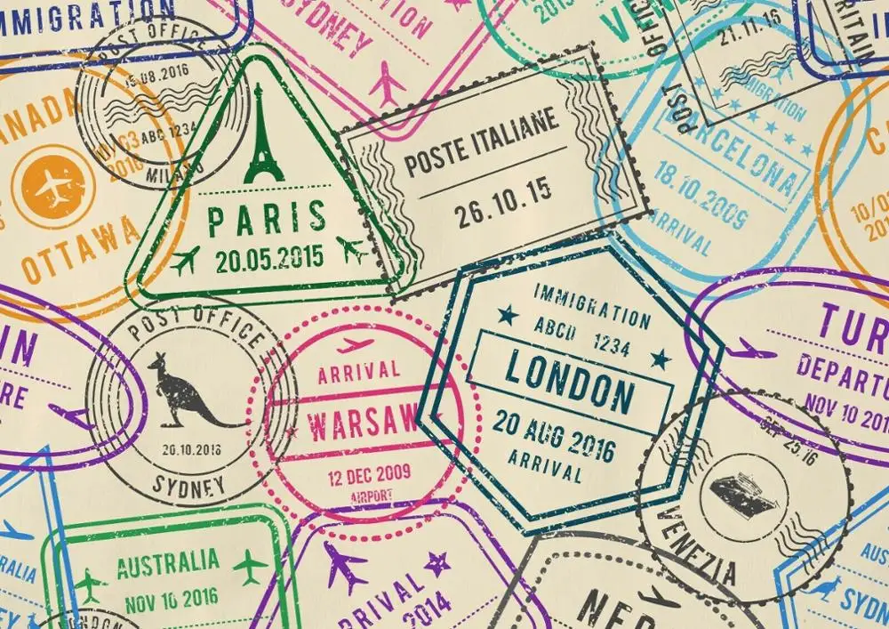 

Passport Stamps Travel Silk Poster Wall Sticker Decoration Gift