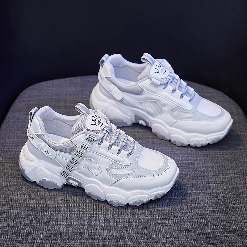 

2021 Hot Women Casual Sport Shoes Spring Trend Breathable Mesh Patchwork Girl Chunky Sneakers Fashion Trainers 3 Colors