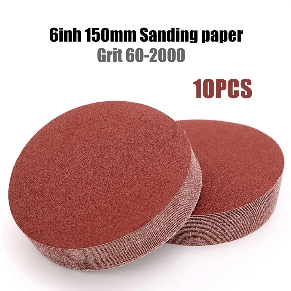 

10pcs 6inch 150mm Sanding Discs Grit 60-2000 Polishing Pad Hook Loop Sandpaper Round Sanding Papers Grinding Accessories