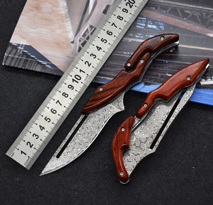 

Тактические ножи Vellance, дамасская сталь, механический складной нож, ручка из розового дерева, карманные инструменты для повседневного испол...