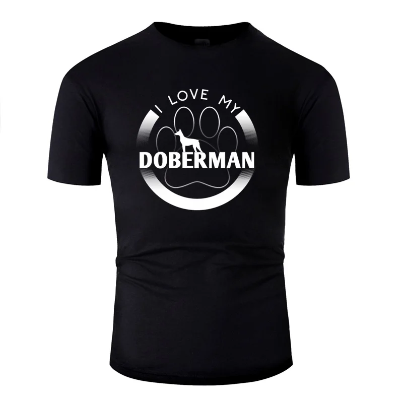 Забавный Доберман I Love My Doberman круглая лапа простой логотип собака Силуэт футболка