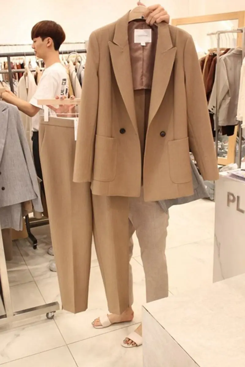 

Two-piece High Qulaity Fashion Women Work Pants Suits Elegant Tyle Fashion Temperament Slim Office Ladies Uniform Suit