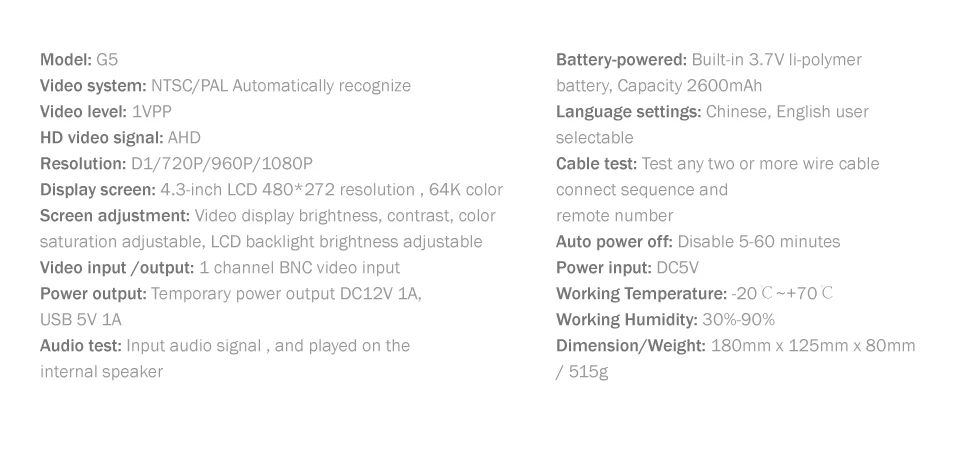 ANNKE 4,3 дюймов lcd HD AHD тестер систем Скрытого видеонаблюдения с дисплеем AHD 1080P тестирование аналоговой камеры PTZ UTP Кабельный тестер 12V1A выход I/P преобразователь