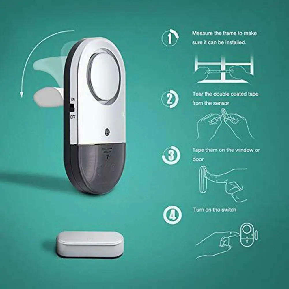 

Independent Door Sensor Wireless Door Magnetic Alarm Hotel Security Shop Device Security Alert Household Alarm Anti-theft C0K5