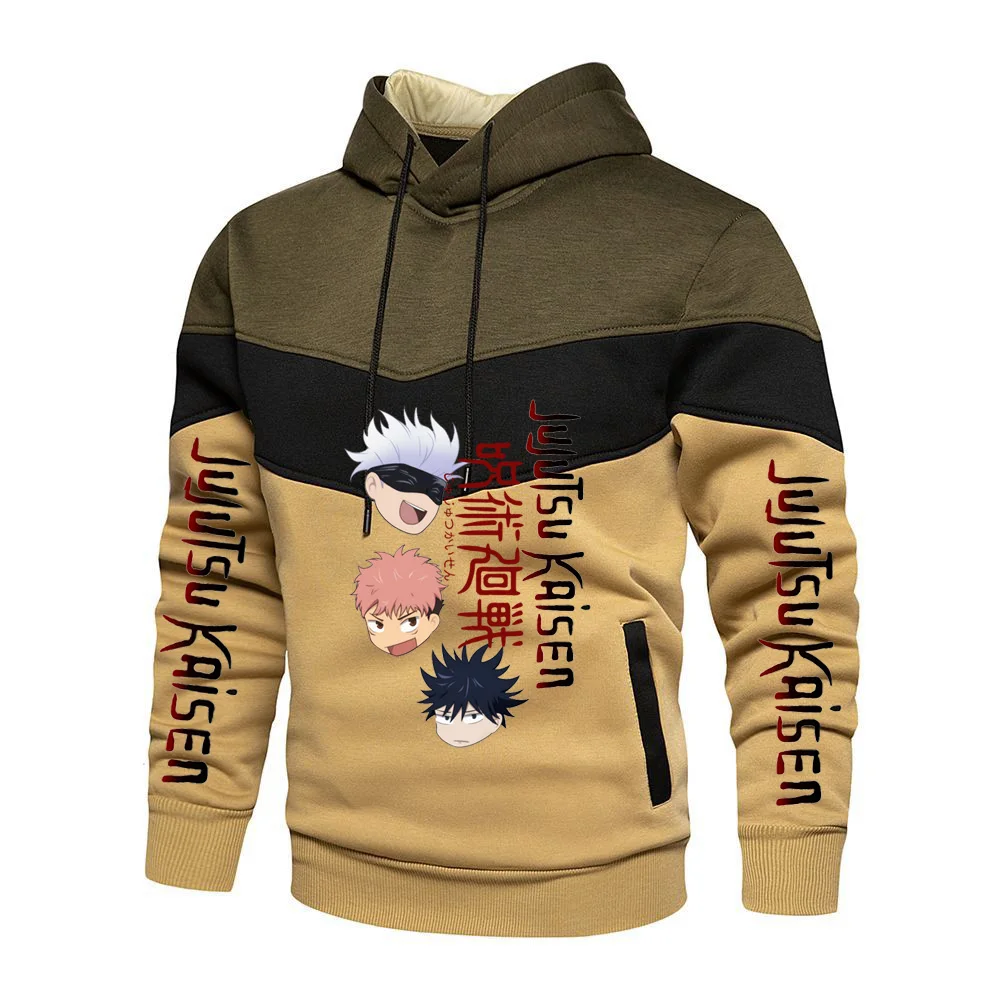 

Jujutsu Kaisen Anime Hoodie Men Jogging Splicing Streetwear Autumn Winter Fleece Hoodies Harajuku Anime Clothes Fashion Unisex