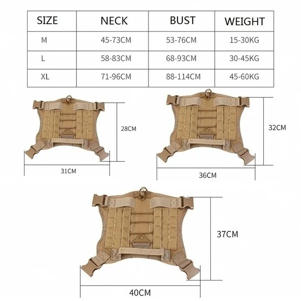 

Tactical Dog Clothes Nylon Waterproof Outdoor Dog Combat Vest Suit Camouflage Tactical Dog Training Vest Large Dog Harness