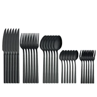 black cutlery set stainless steel tableware set 30 piece with forks spoons knives tea fork dinnerware silverware dishwasher safe
