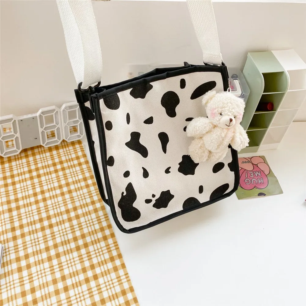 

Cute Cow Pattern Women Handbags Designer Shoulder Bag Luxury Canvas Messenger Bag Large Capacity Tote Lady Square Bag Big Purse