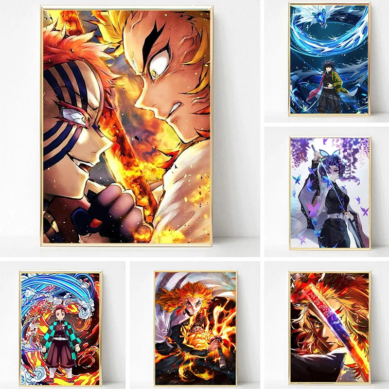 

Demon Slayer Japanese Cartoon Anime Poster and Prints Home Wall Art Decor Canvas Painting Living Room Kids Room Mural Decoration