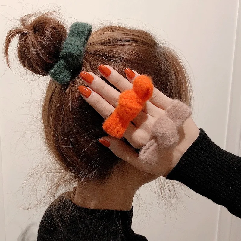 

Плюшевая Корейская резинка для волос, новинка, вязаная повязка на голову, резинка для волос на осень и зиму, головной убор, повязка на голову,...