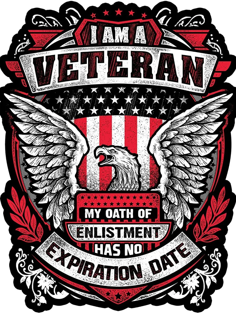 

Skull Society I Am A Veteran My Oath Personality Car Sticker Waterproof Anti-UV Car Window Body Decorative Stickers Accessories