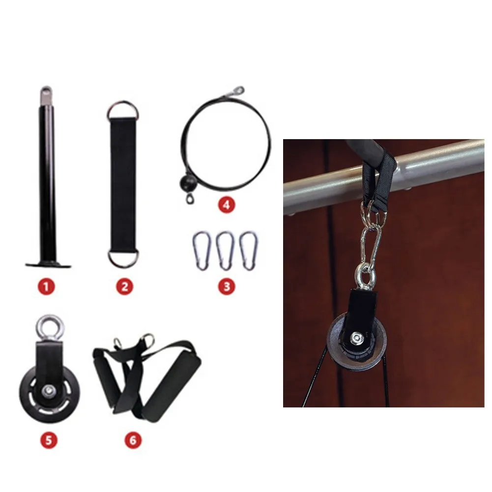 

Fitness DIY Pulley Cable Machine Blaster Trainer With Pulley Attachments Biceps Triceps Workout Forearm Pull Rope Wrist RollerGy
