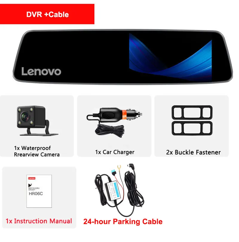 DVR Add Cable Оригинальное lenovo 4,3 ''зеркало заднего вида с 16 Гб TF камерой, видеорегистратор Full HD 1080P ips, сенсорный экран, ночное видение, Автомобильные видеорегистраторы, видеорегистраторы - Название цвета: DVR Add Cable