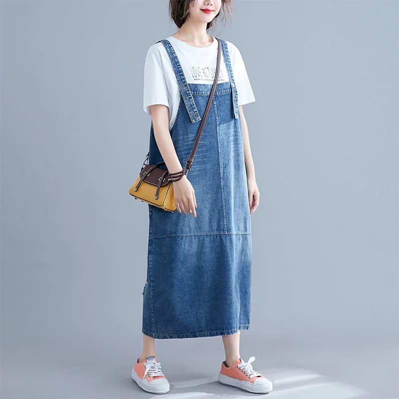 

#0406 Robe Jean Femme Grande Taille Summer Overalls Suspender Denim Dress Women Cotton Denim Dresses Woman Jean Dress Vestidos