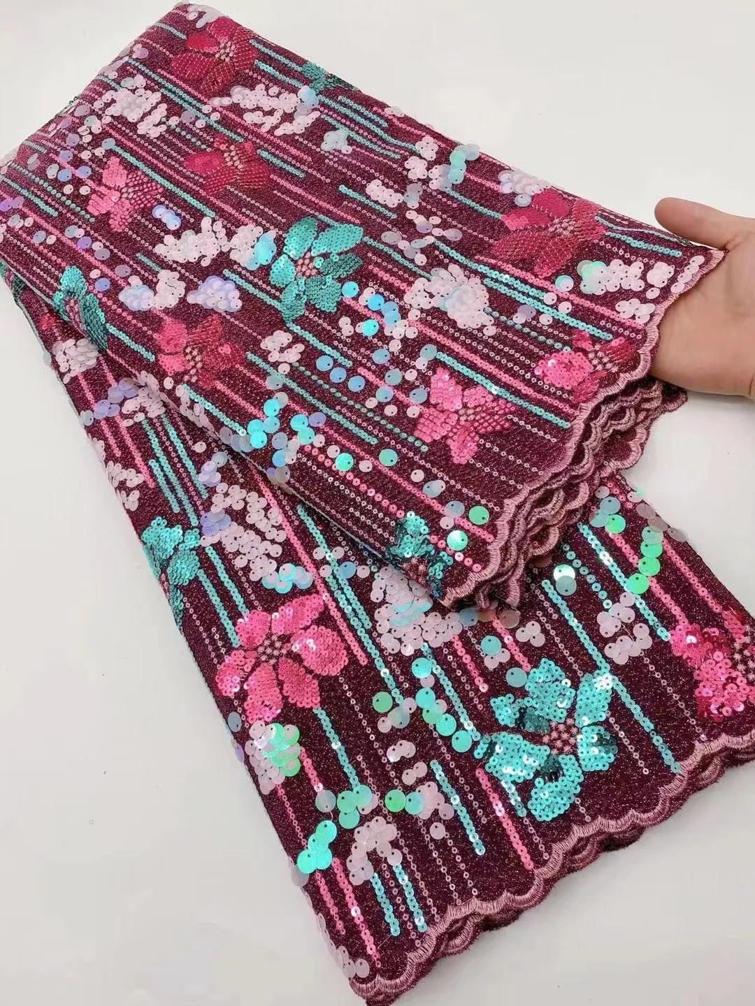 

2021 вышивка блестками африканская Высококачественная сетка швейцарская французская вуаль из гипюра для платья 5 ярдов/лот YL0901