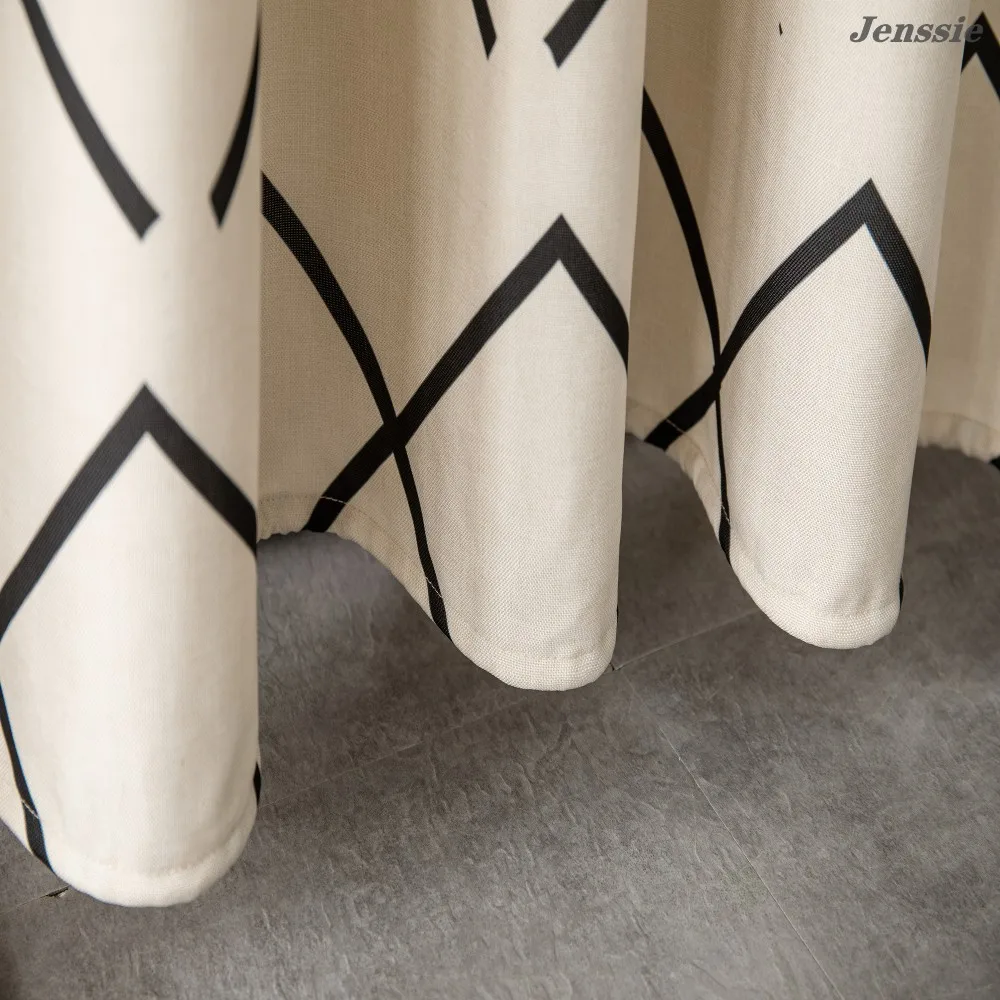 white geometric bohemian shower curtain waterproof thicken fabric bathroom curtains nordic style bathtub customizable home decor free global shipping