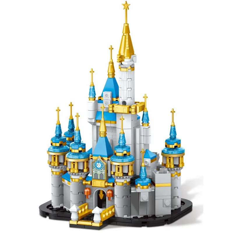 NEW Princess Mini Disney Castle 50th Year Anniversary Building Blocks Kit Bricks Classic Cartoon Movie Model Kids Girl Toys Gift