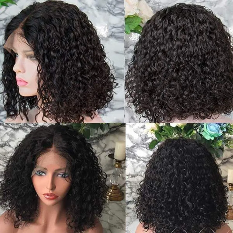 

150% Density Malaysia Curly Bob Wig For Black Women Short Bob Wigs 4x4 Closure Wig Lace Front Human Hair Wigs RUIYU Remy Wig