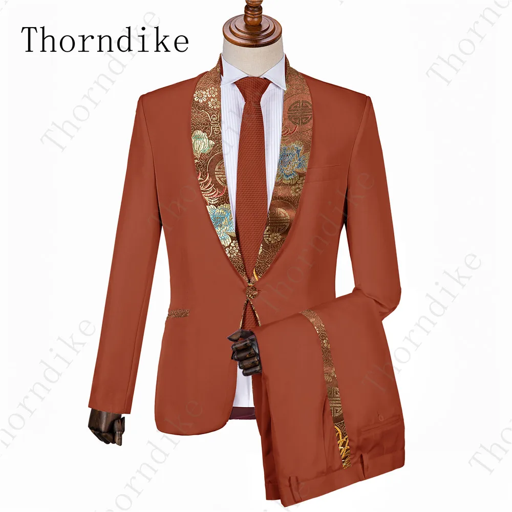 suit 11 Thorndike костюм Homme Mariage, 2 предмета, мужской костюм для свадьбы, выпускного вечера, вечерние костюмы серого цвета с жаккардовым шалевым отворотом(пиджак+ брюки+ галстук - Color: suit 11