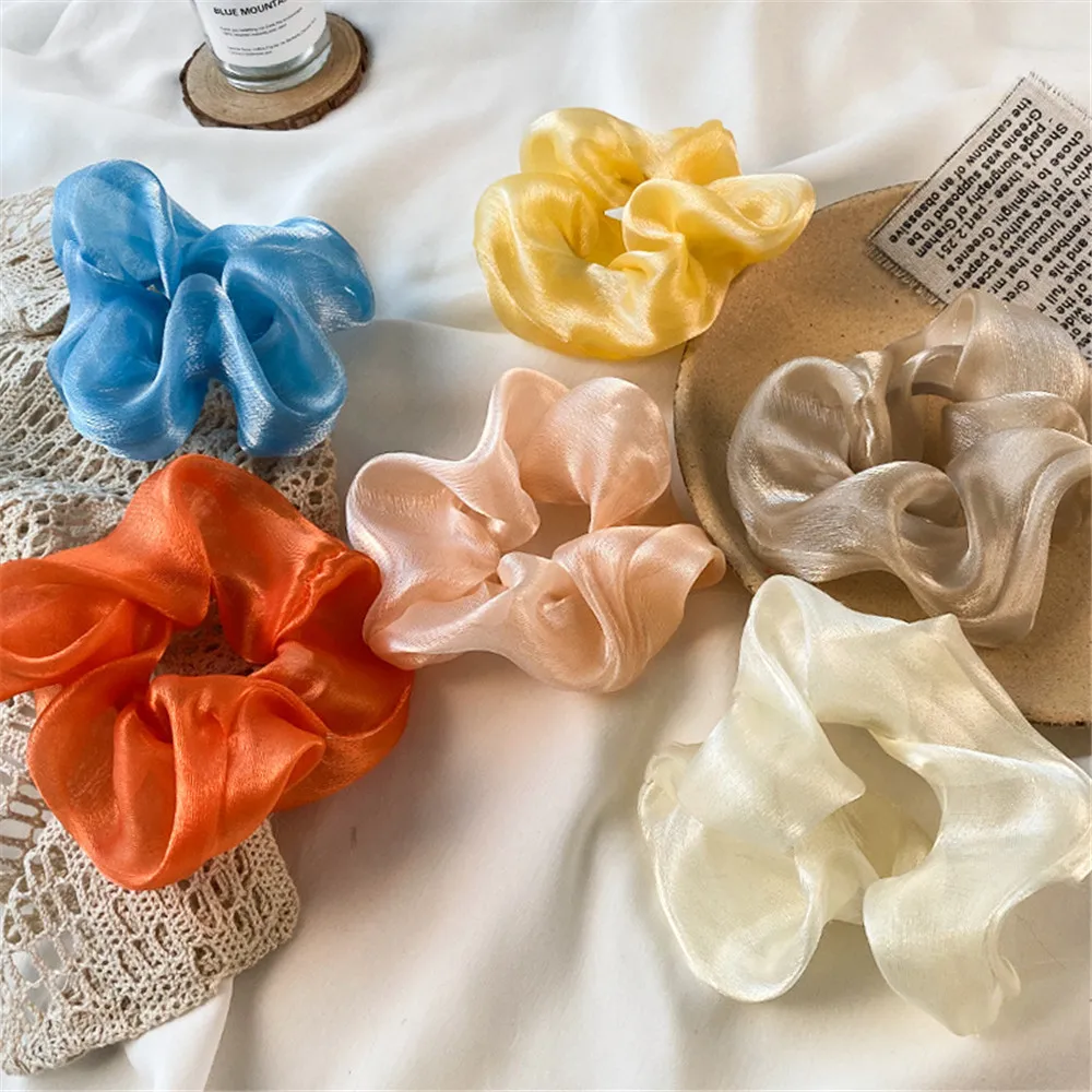 1 шт. Женские однотонные прозрачные Сатиновые резинки для волос резинка