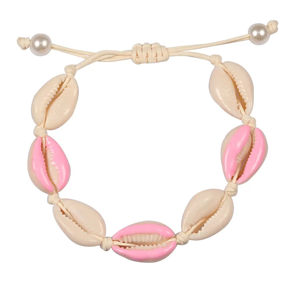 Женский браслет с разноцветным принтом браслеты из ракушек плетеные цепочкой на