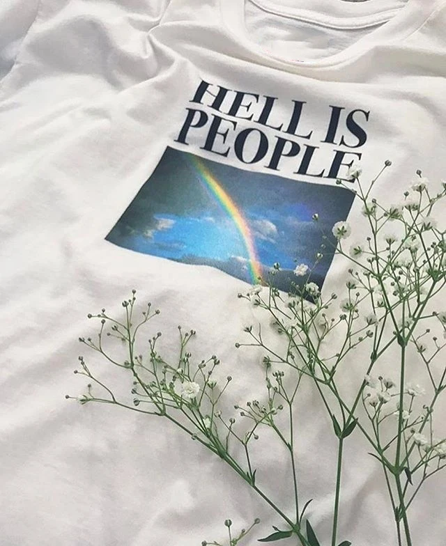 Женская футболка с радужным принтом Hello Is People Повседневная Свободная размера плюс уличная одежда в стиле