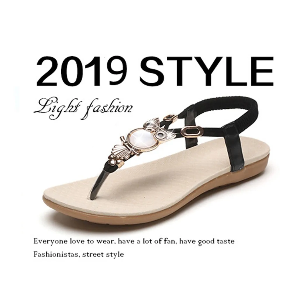 Высококачественные женские босоножки Стразы в богемном стиле с рисунком Совы