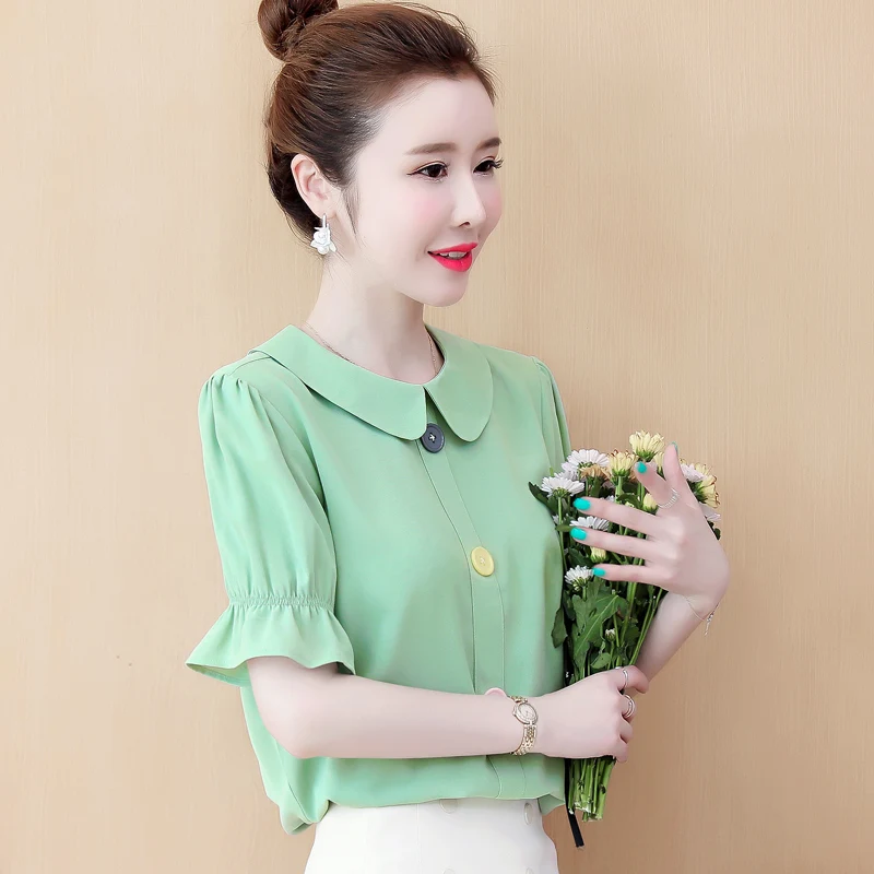 COIGARSAM милая блузка с коротким рукавом для женщин новые летние шифон blusas Feminina