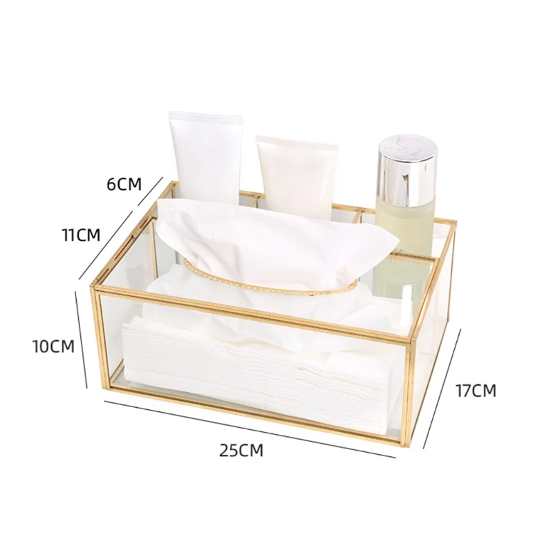 

Nordic Glass Napkin Tissue Box Toilet Paper Case Container Jewelry Makeup Storage Holder Living Room Decoration