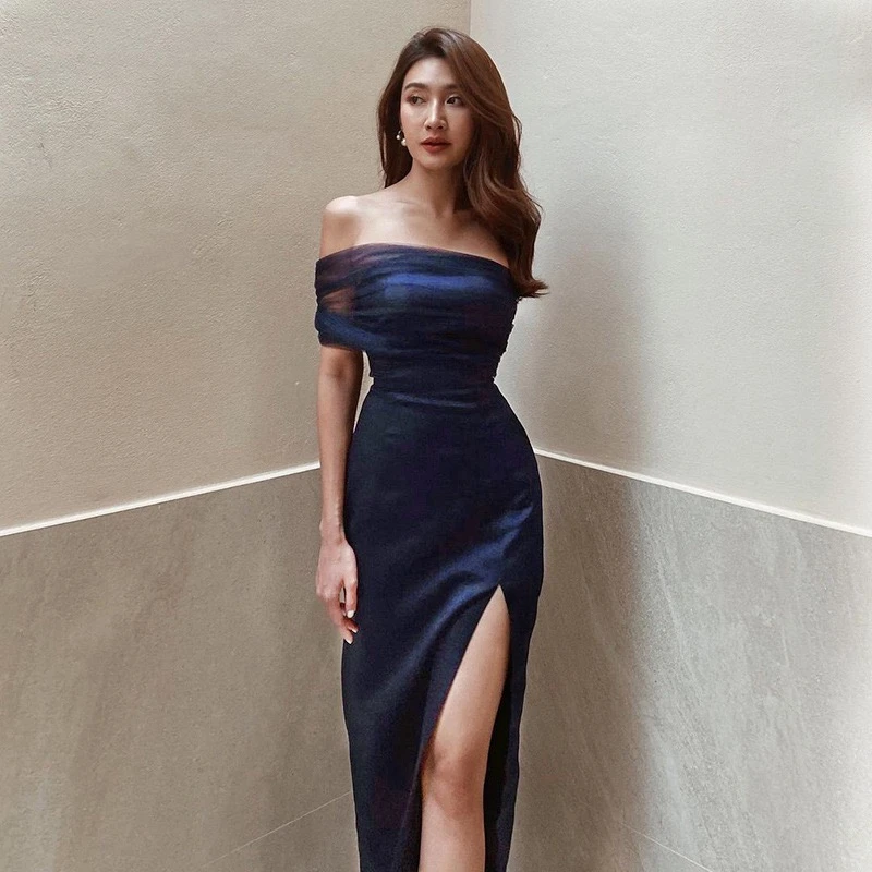 

Satin Bridesmaid Dresses A Dress With a High Waist and Slit Tulle Dress Prom Dress Bridesmaid Dresses Summer Women's Dress 2021