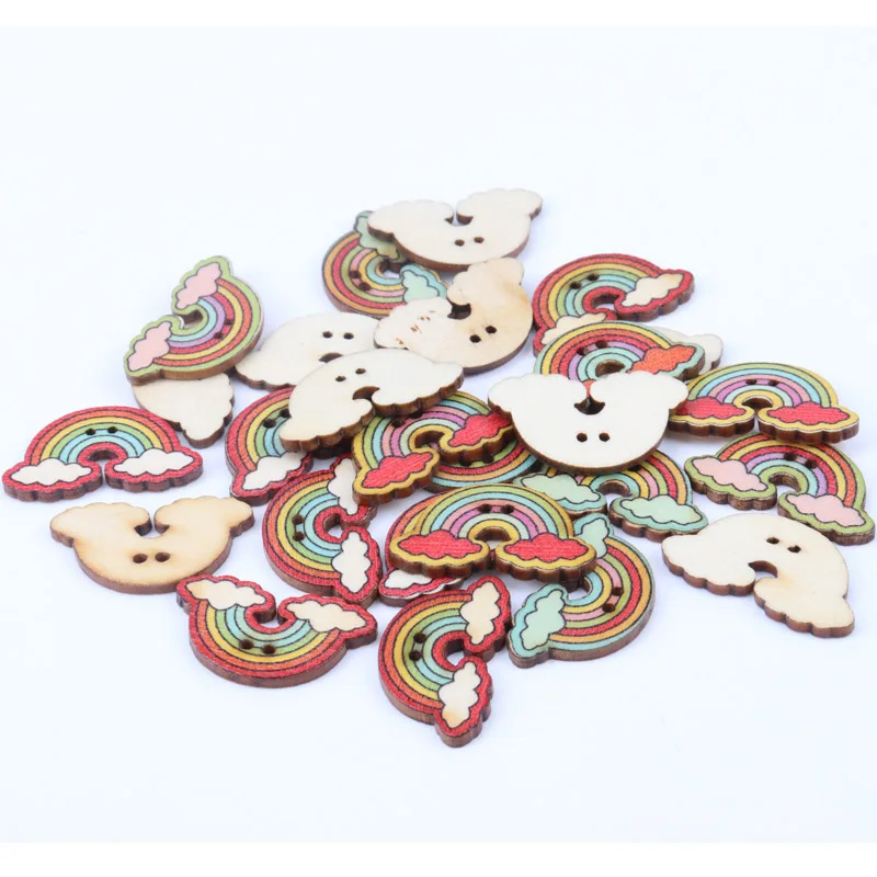 20 штук радужной расцветки в форме Botones madera деревянных прошитых альбомов ручной