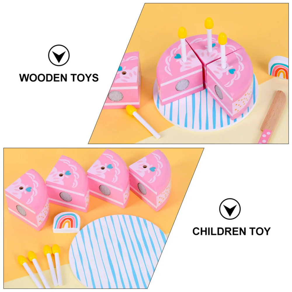 

1 Set Children Simulation Birthday Cake Wooden Toys Playing House Plaything