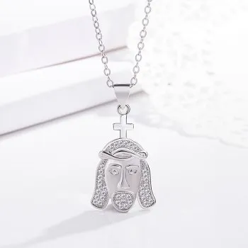 

High-quality Hip-hop Crown Jesus Head Pendant Inlaid with Zircon Plated Platinum Pendant JDZ341 From Europe and America