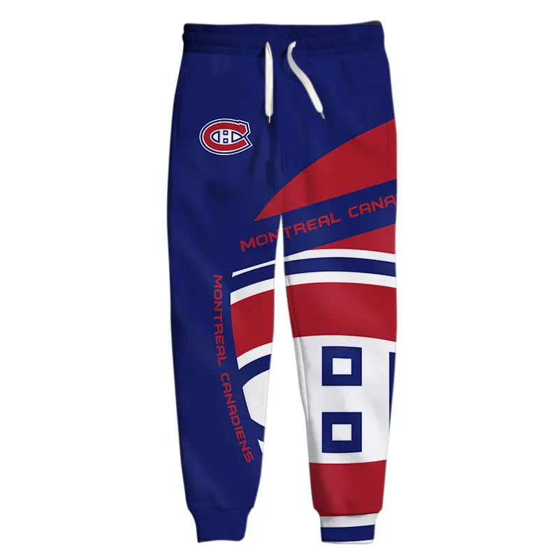

Montreal men's casual pants blue and red stitching letter CH print Canadiens Sweatpants